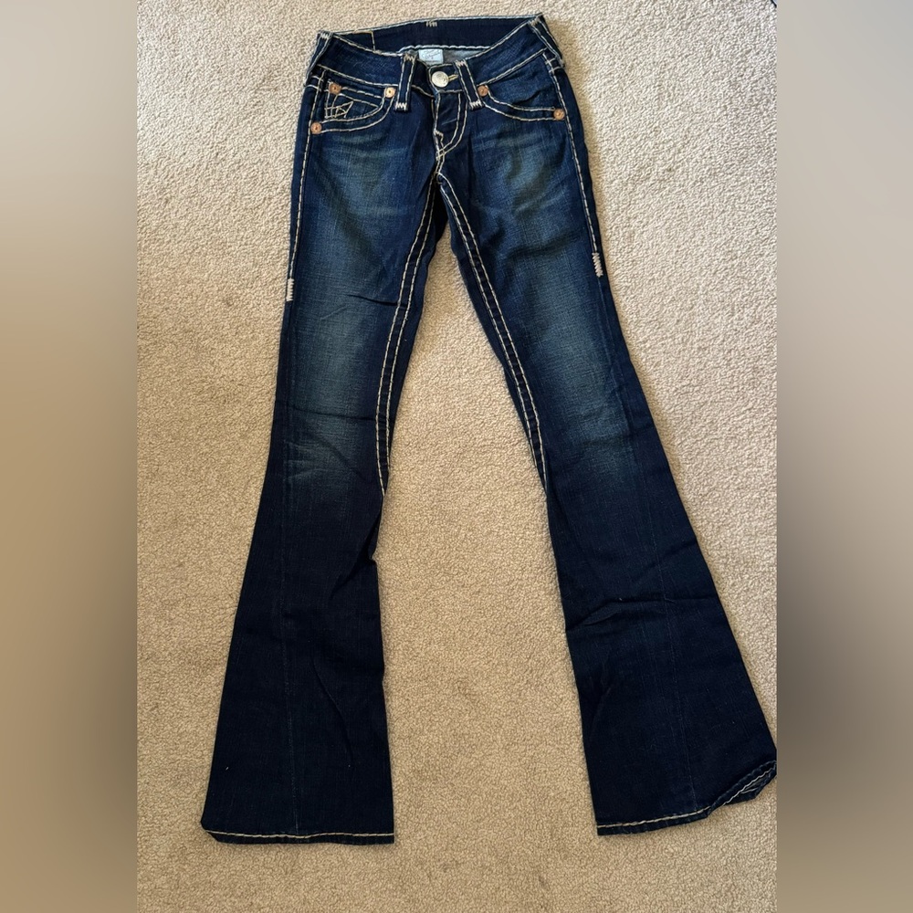 EUC True Religion Vintage Becky Super T Jeans * Blue Inglorious Lone Star * 24